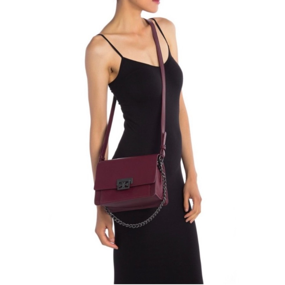 NWT Sam Edelman ‘Paislee’ Leather Messenger Crossbody Bag In Wine